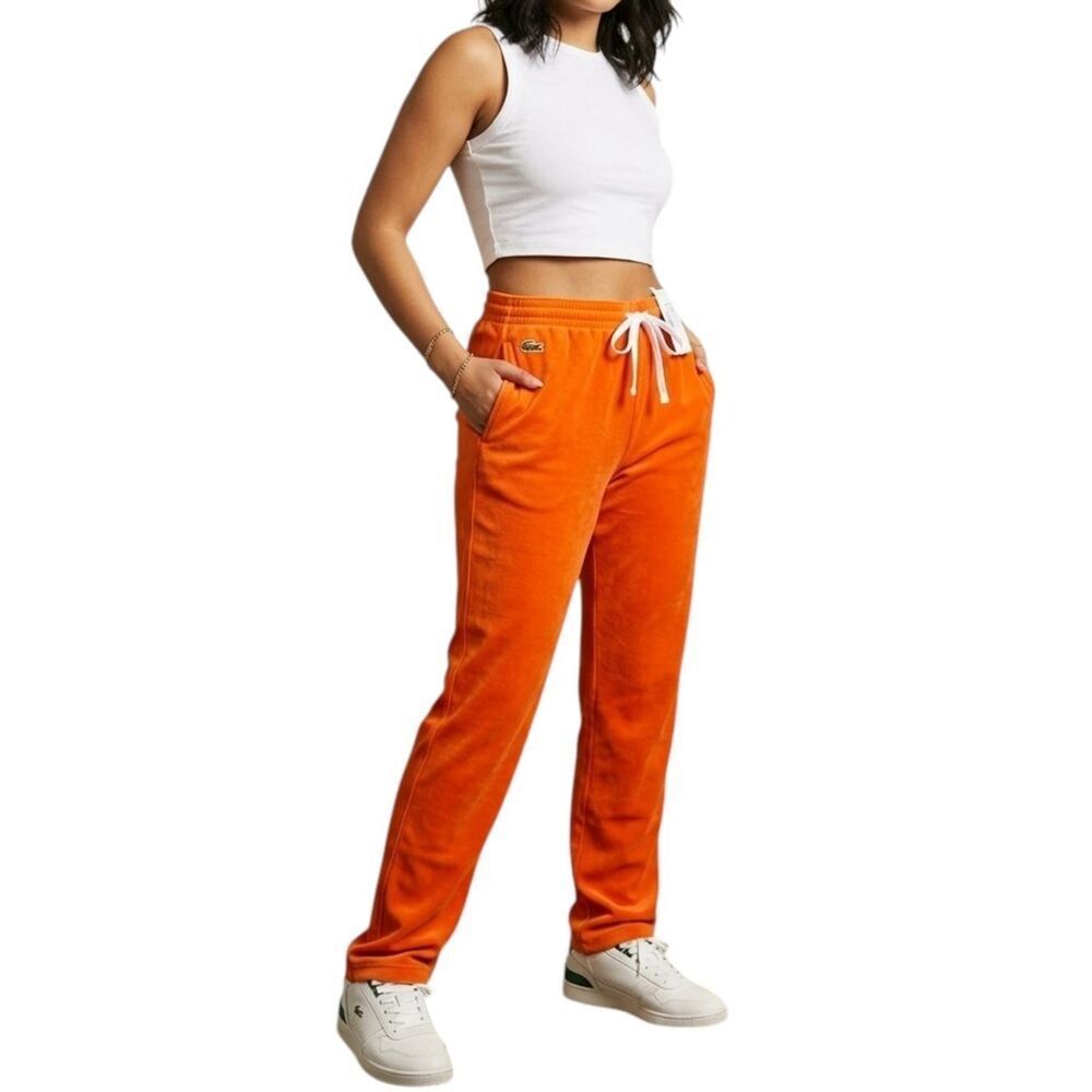 Lacoste Sport Orange Velour Sweatpants Women’s Size 14 XL T46 NWT